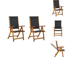 vidaXL Klapstoel - Klapstoelen - Inklapbare Stoel - Inklapbare Stoelen - Tuinstoelen inklapbaar 2 st massief acaciahout en textileen