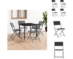vidaXL Klapstoel - Klapstoelen - Tuin Stoel - Buitenstoel - Tuinstoelen inklapbaar 4 st staal en textileen zwart