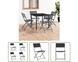 vidaXL Klapstoel - Tuinstoel - Tuinstoelen inklapbaar 4 st staal en textileen zwart - Buitensteun - Terrasstoel - Lounge Stoel