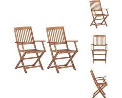 vidaXL Klapstoelen 2 st massief acaciahout Tuinstoel - Klapstoel - Acacia Hout - Buitenshuis Zitten - Terras Meubilair