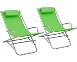 vidaXL - Klapstoelen - 2 - st - staal - groen