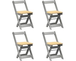 vidaXL - Klapstoelen - 4 - stuks - "Corona" - Grijs - Massief - Grenenhout