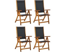 vidaXL - Klapstoelen - 4 - stuks - van - massief - acaciahout - en - textilene