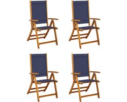 vidaXL - Klapstoelen - 4 - stuks - van - massief - acaciahout - en - textilene