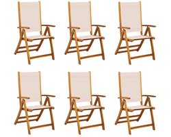 vidaXL - Klapstoelen - 6 - stuks - van - massief - acaciahout - en - textilene