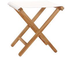 vidaXL Klapstoelen - Set van 2 - Teakhout - Crèmewit Tuinstoel - Teak Hout - Klapstoel - Buitenkamer Meubels - Terrasstoel