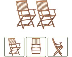vidaXL Klapstoelen - Tuinstoelen - Tuinstoelen 2 st inklapbaar massief acaciahout - Acacia Hout - Outdoor Furniture - Buitenshuis Zitten