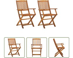 vidaXL Klapstoelen - Tuinstoelen - Tuinstoelen inklapbaar 2 st massief acaciahout - Acacia Hout - Buitenshuis Zitten - Tuinset