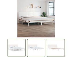 vidaXL Klassiek Bed - Houten Bed Frame - Bedframe massief hout wit 180x200 cm - Wit Bed - Super King Bed - Bed Frame 180x200