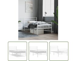 vidaXL Klassieke Bed - Metalen Bed Frame - Bedframe met hoofd- en voeteneinde metaal wit 107x203 cm - Robuust Bed - Bed Met Opbergruimte - Wit Bed
