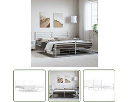 vidaXL Klassieke Bed - Robuust Bedframe - Bedframe met hoofd- en voeteneinde metaal wit 193x203 cm - Houten Bed - Metalen Bed - Bed Met Opbergruimte