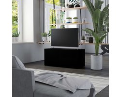 vidaXL Klassieke Stijl - Tv-meubel - Tv-meubel 80x34x36 cm bewerkt hout zwart - Houten Tv-meubel - Zwarte Tv-stand - Salontafel