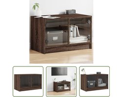 vidaXL Klassieke Tv-stand - Tv-meubel - Tv-meubel met glazen deuren 68x37x42 cm bruineikenkleurig - Houten Tv-tafel - Bruin Tv-meubel - Tv Kast