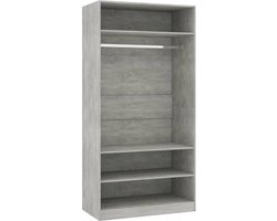 vidaXL - Kledingkast - 100x50x200 - cm - bewerkt - hout - betongrijs