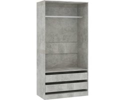 vidaXL - Kledingkast - 100x50x200 - cm - bewerkt - hout - betongrijs