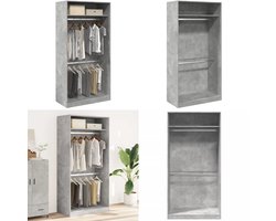 vidaXL Kledingkast 100x50x200 cm bewerkt hout betongrijs - Kledingkast - Kledingkasten - Klerenkast - Garderobekast