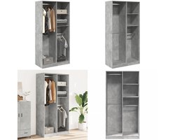 vidaXL Kledingkast 100x50x200 cm bewerkt hout betongrijs - Kledingkast - Kledingkasten - Klerenkast - Garderobekast