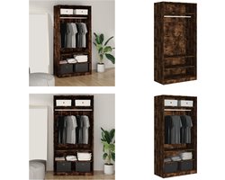 vidaXL Kledingkast 100x50x200 cm bewerkt hout gerookt eikenkleurig - Kledingkast - Kledingkasten - Garderobekast - Slaapkamerkast