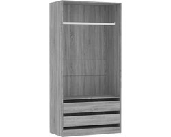 vidaXL - Kledingkast - 100x50x200 - cm - bewerkt - hout - grijs - sonoma - eikenkleur