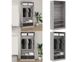 vidaXL Kledingkast 100x50x200 cm bewerkt hout grijs sonoma eikenkleur - Kledingkast - Kledingkasten - Garderobekast - Slaapkamerkast
