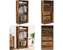 vidaXL Kledingkast 100x50x200 cm bewerkt hout oud hout - Kledingkast - Kledingkasten - Klerenkast - Garderobekast