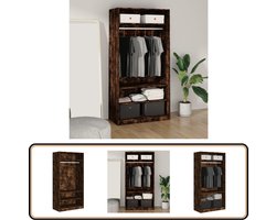 vidaXL Kledingkast - 100x50x200 cm - Gerookt Eiken Kledingkast - Houten Kast - Bruine Kast - Garderobe - Bergruimte