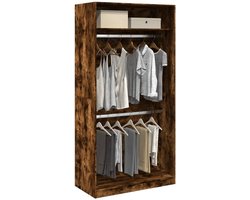 vidaXL Kledingkast - 100x50x200 cm - Gerookt Eiken Kledingkast - Kledingkasten - Klerenkast - Garderobekast