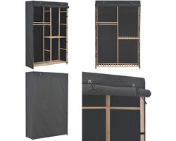 vidaXL Kledingkast 3-laags 110x40x170 cm stof grijs - Kledingkast - Kledingkasten - Garderobekast - Garderobekasten