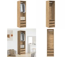 vidaXL Kledingkast 50x50x200 cm bewerkt hout artisanaal eikenkleurig - Kledingkast - Kledingkasten - Klerenkast - Garderobekast