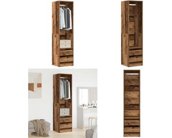 vidaXL Kledingkast 50x50x200 cm bewerkt hout oud hout - Kledingkast - Kledingkasten - Klerenkast - Garderobekast