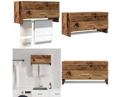 vidaXL Kledingkast 70x32,5x35 cm bewerkt hout oud houtkleurig - Kledingkast - Kleerkasten - Opbergkast - Kast