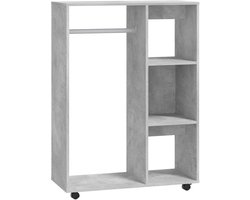 vidaXL Kledingkast - 80x40x110 cm - Bewerkt hout - Betongrijs Opslagruimte - Kledingkast - Betongrijskleur - Houten Kast - Scandinavische Stijl