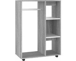 vidaXL - Kledingkast - 80x40x110 - cm - bewerkt - hout - grijs - sonoma - eikenkleurig