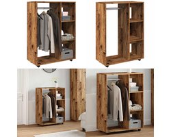 vidaXL Kledingkast 80x40x110 cm bewerkt hout oud houtkleurig - Kledingkast - Kledingkasten - Opbergkast - Kast