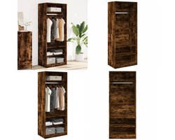 vidaXL Kledingkast 80x50x200 cm bewerkt hout gerookt eikenkleurig - Kledingkast - Kledingkasten - Klerenkast - Garderobekast