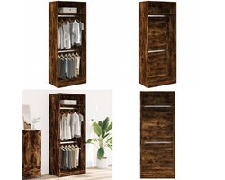 vidaXL Kledingkast 80x50x200 cm bewerkt hout gerookt eikenkleurig - Kledingkast - Kledingkasten - Klerenkast - Garderobekast