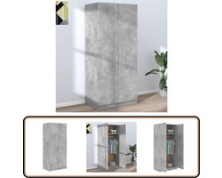 vidaXL Kledingkast - 80x52x180 cm - Betongrijs Kledingkast - Compact Kast - Betonnen Grijze Kast - Houten Kast - Garderobe
