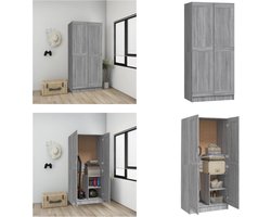 vidaXL Kledingkast 82,5x51,5x180 cm bewerkt hout grijs sonoma eiken - Kledingkast - Kledingkasten - Garderobekast - Slaapkamerkast