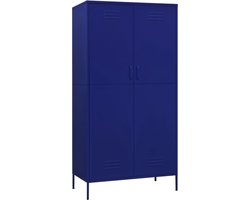 vidaXL - Kledingkast - 90x50x180 - cm - staal - marineblauw