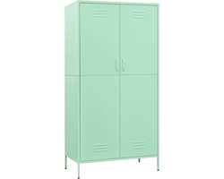 vidaXL - Kledingkast - 90x50x180 - cm - staal - mintkleurig