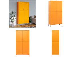 vidaXL Kledingkast 90x50x180 cm staal mosterdgeel - Kledingkast - Kledingkasten - Klerenkast - Klerenkasten