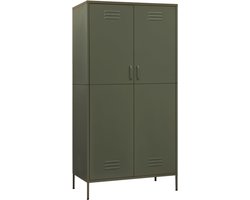 vidaXL - Kledingkast - 90x50x180 - cm - staal - olijfgroen