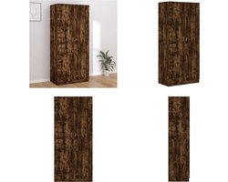 vidaXL Kledingkast 90x52x200 cm bewerkt hout gerookt eikenkleurig - Kledingkast - Kledingkasten - Garderobekast - Slaapkamerkast