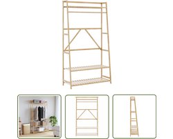 vidaXL Kledingkast - Bamboekast - Kledingrek met schappen 110x40x180 cm bamboe - Garderobe - Kasten Rek - Opbergsysteem