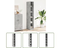 vidaXL Kledingkast - Gangkast - Kledingkast 30x50x200 cm bewerkt hout betongrijs - Opslagruimte - Houten Kast - Betonnen Grijs