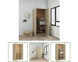 vidaXL Kledingkast - Garderobe - Kledingkast 82,5x51,5x180 cm bewerkt hout sonoma eikenkleurig - Sonoma Eiken - Houten Kast - Bruine Kast