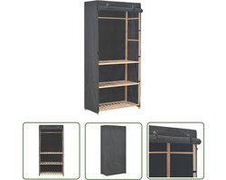 vidaXL Kledingkast Grijs - Functionele Kledingkast - Kledingkast 3-laags 79x40x170 cm stof grijs - Garderobe - Opslagmogelijkheden - Slaapkamerinrichting
