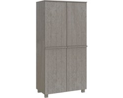 vidaXL - Kledingkast - HAMAR - 89x50x180 - cm - massief - grenenhout - lichtgrijs