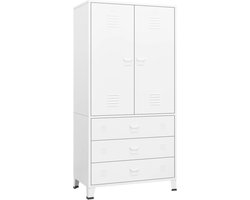 vidaXL - Kledingkast - industrieel - 90x50x180 - cm - metaal - wit