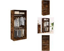 vidaXL Kledingkast - Kledingkasten - Klerenkast - Garderobekast - Kledingkast 100x50x200 cm bewerkt hout gerookt eikenkleurig